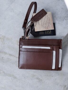 Brown Leather Card Holder wallet new